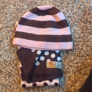 Pale pink and brown Scarf and Beanie